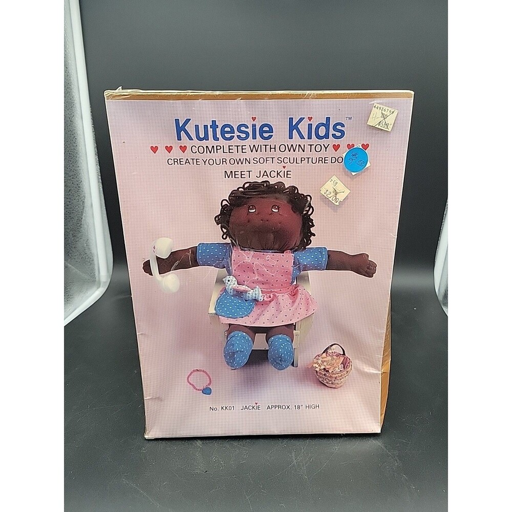 1984 Kutesie Kids "Jackie" Soft Sculpture Girl Doll Kit, NEW Vintage Rare USA
